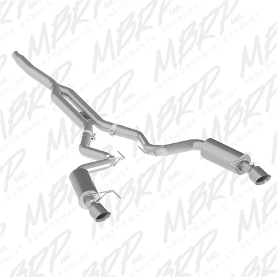 MBRP 15-18 Ford Mustang EcoBoost 2.3L Alum 3in Cat Back Dual Split Rear Exit (Street Version) S7274AL 1 of 1