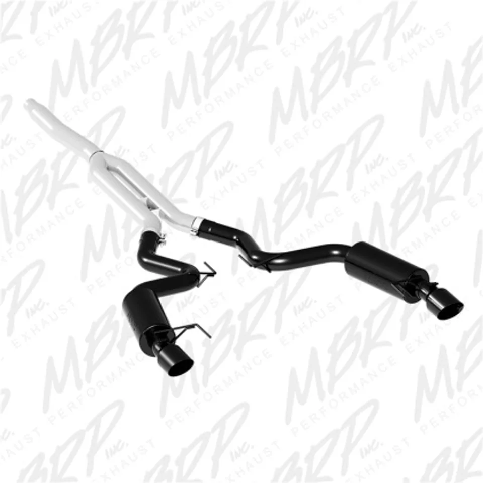 MBRP 15-19 Ford Mustang EcoBoost 2.3L Black 3in Cat Back Dual Split Rear Exit (Race Version) S7275BLK 1 of 1