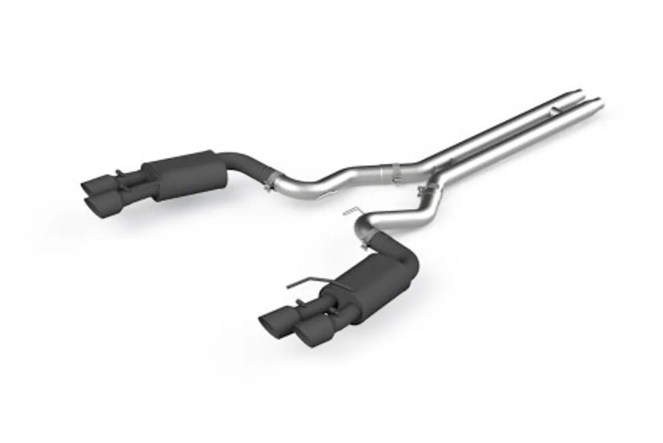 MBRP 18-19 Ford Mustang GT 5.0 3in Dual Split Rear Cat Back w/ Quad 4in Dual Wall Tips- Black Coated S7205BLK 1 of 1