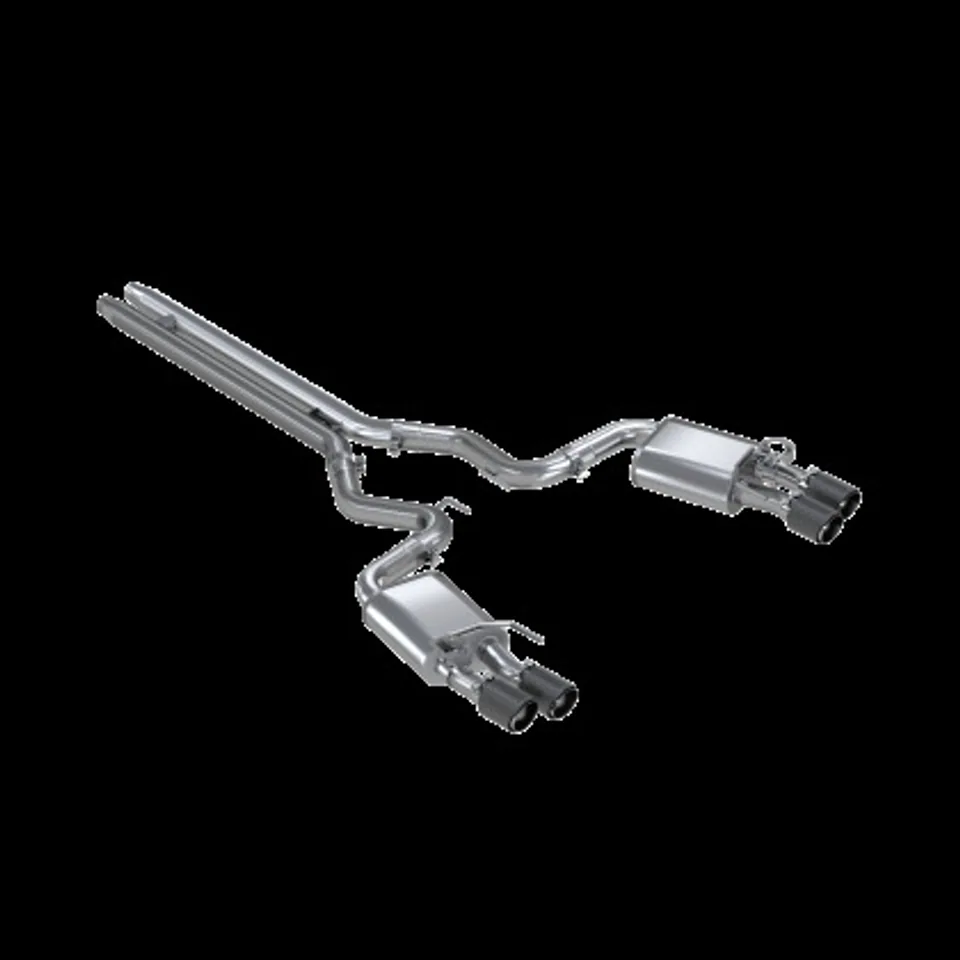 MBRP 18-20 Ford Mustang GT 5.0 w/ Quad Tip Active Exhaust Cat Back Split Rear T304 w/ Carb Fib Tips S72093CF 1 of 1