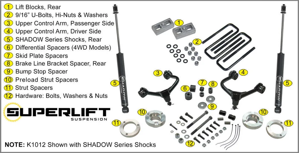 Superlift 05-20 Toyota Tacoma 4WD (Excl TRD Pro Models) - 3in Lift Kit w/ Superlift Shocks K1012 3 of 3