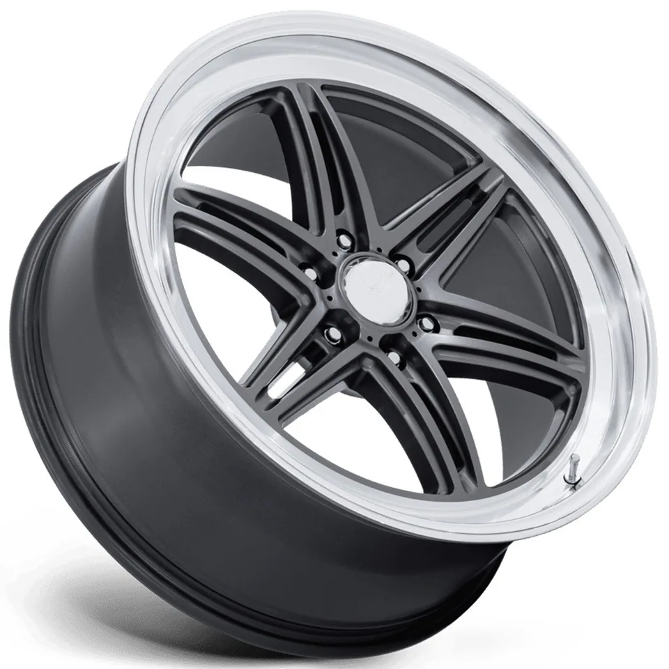 American Racing AR953 Groove 6 Drag Anthracite w/ Machined Lip 2 of 2