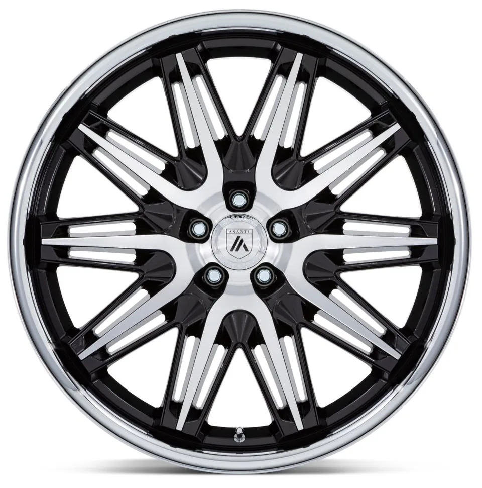 Asanti AB047 Gloss Black machined w/ Stainless Steel Lip 2 of 3