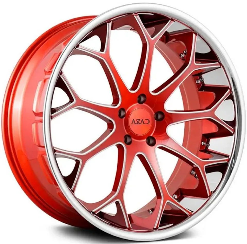 AZAD AZ99 Brushed Red Milled & Chrome Stainless Steel Lip 1 of 1