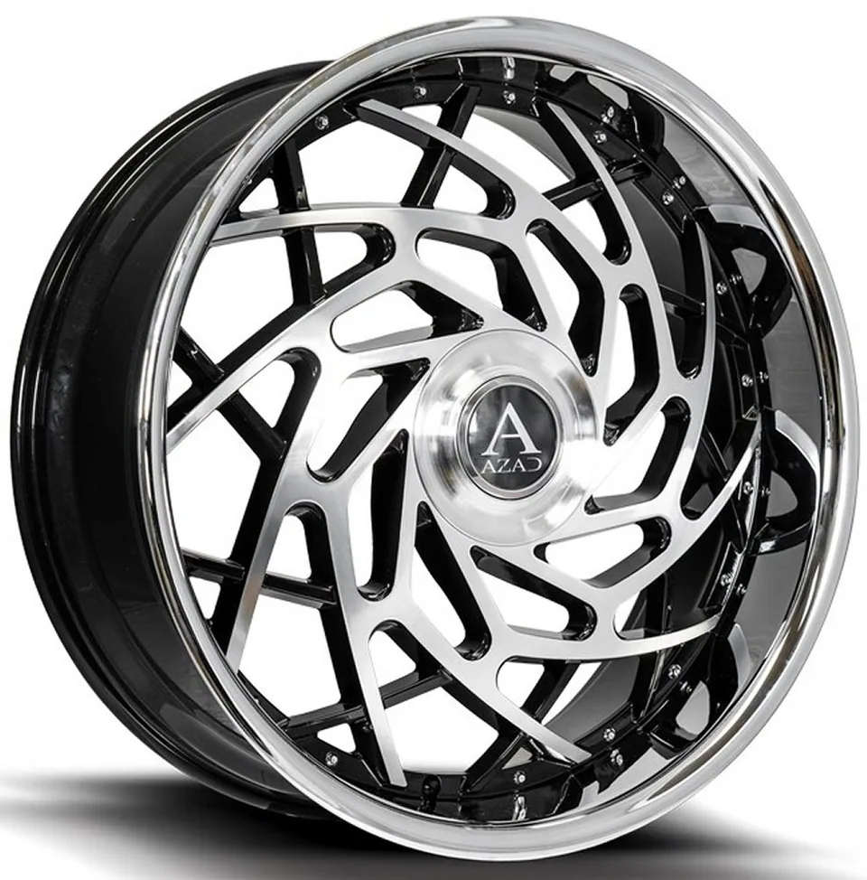 AZAD AZReign Gloss Black Machined w/ Chrome Stainless Steel Lip 5x120 1 of 1