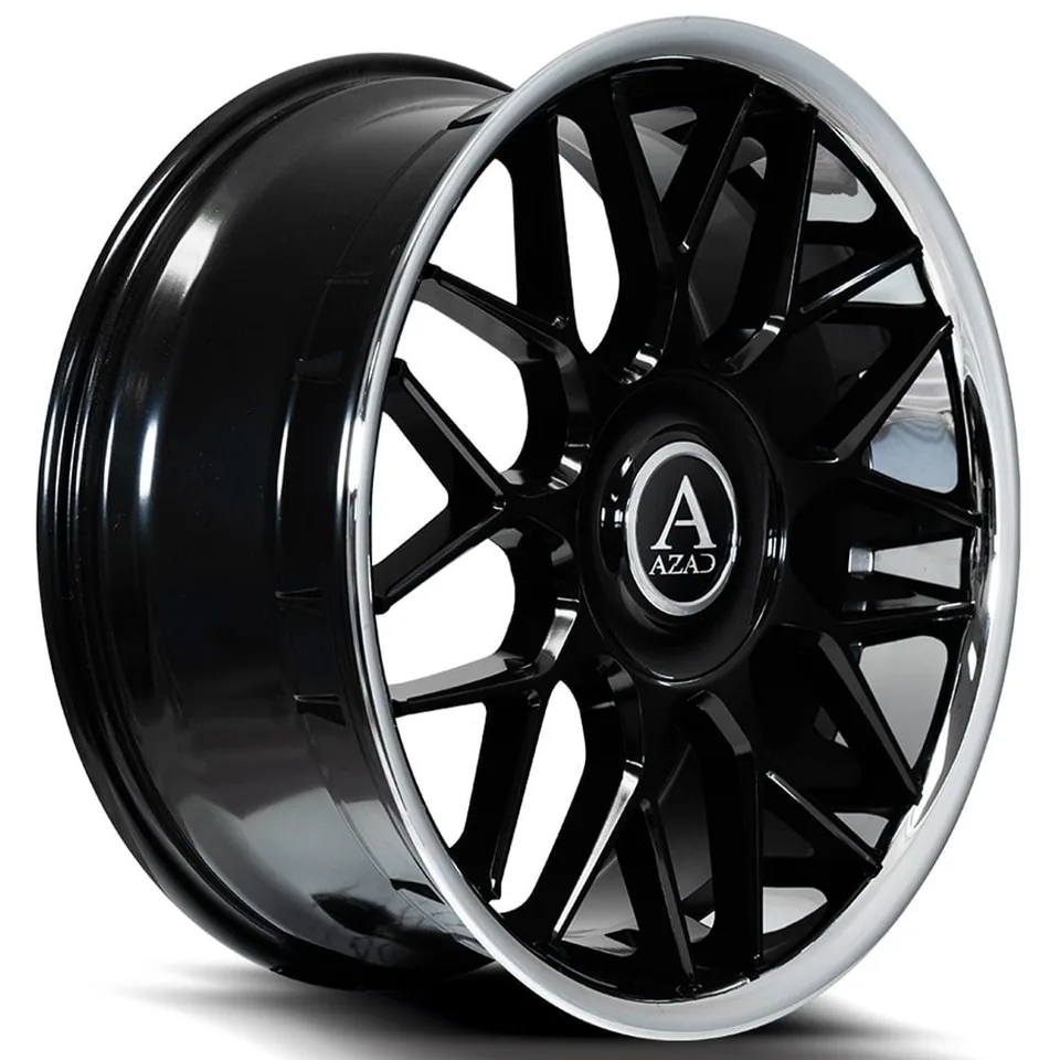 AZAD AZV02 Gloss Black w/ Stainless Steel Chrome Lip 5x115 2 of 2