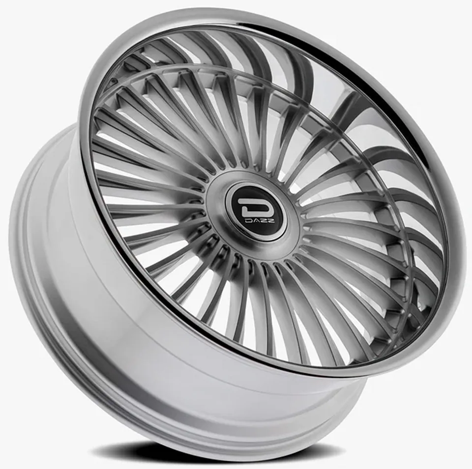 Dazz D104 Merlot Gloss Silver Brushed w/ Chrome Stainless Steel Lip 5x120.7/4.75 | 2 of 3