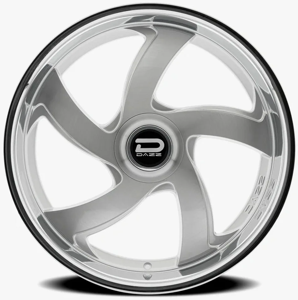 Dazz D105 Bussin Gloss Silver Brushed w/ Chrome Stainless Steel Lip 5x120.7/4.75 | 2 of 3