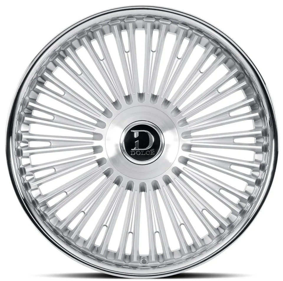 Dolce Luxury Razzo Gloss Silver Brushed w/ Stainless Lip 6x135 2 of 3