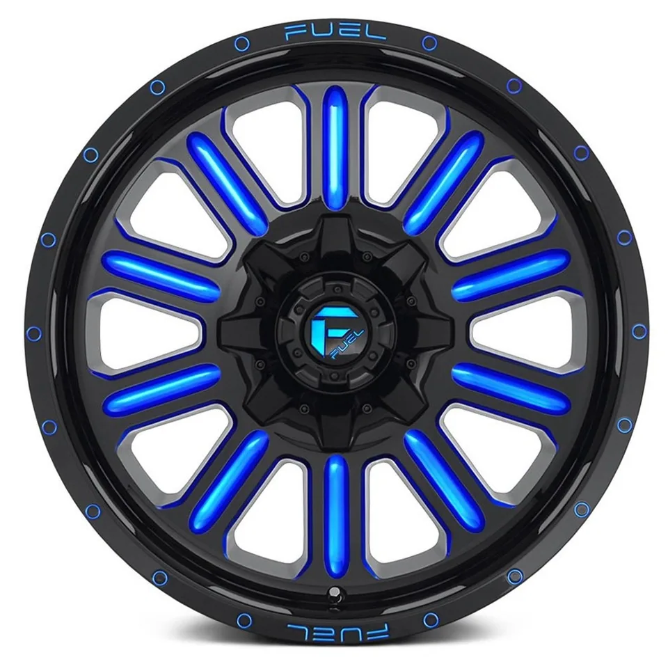 Fuel Off-Road Hardline Gloss Black w/ Candy Blue Accents D646 6x135 1 of 3