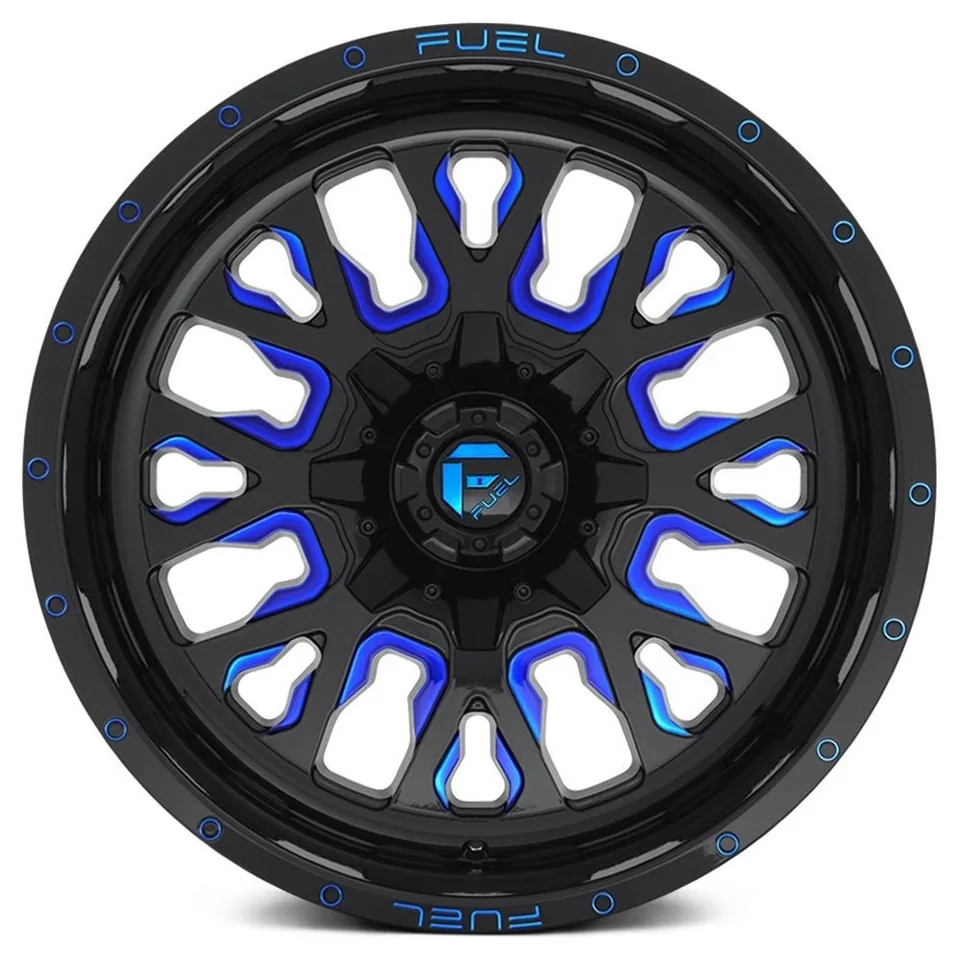 Fuel Off-Road Stroke Gloss Black w/ Candy Blue Accents D645 6x135 2 of 2