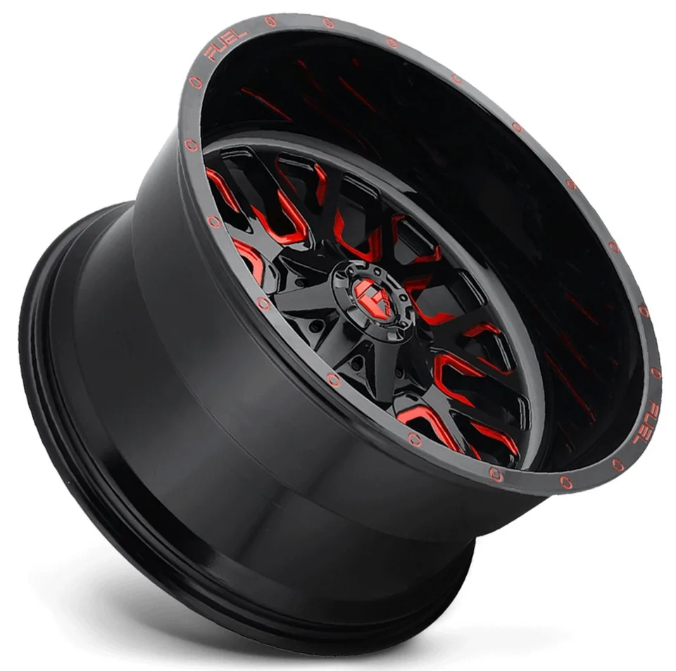 Fuel Off-Road Stroke Gloss Black w/ Candy Red D612 6x135 2 of 3
