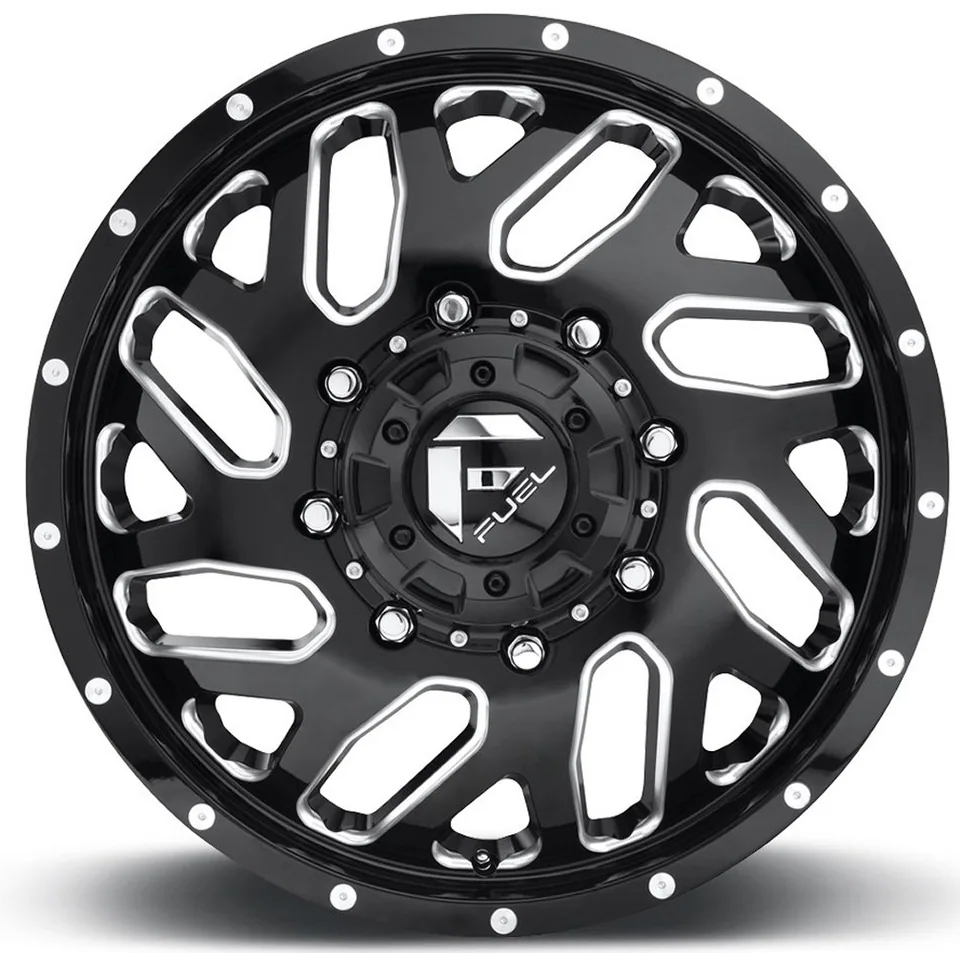 Fuel Off-Road Triton Gloss Black Milled Dually Front D581 154.3 C.B. 3 of 6