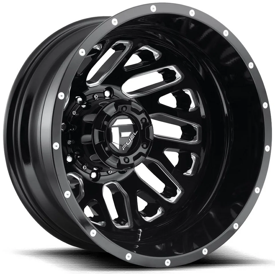 Fuel Off-Road Triton Gloss Black Milled Dually Rear Outer D581 121.5 C.B. 4 of 6