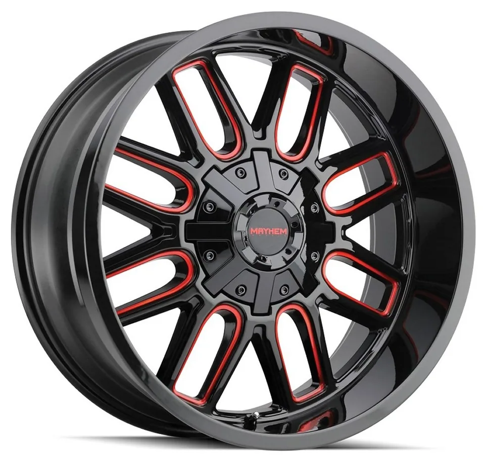 Mayhem Cogent 8107BTR Gloss Black w/ Prism Red 6x135 2 of 3