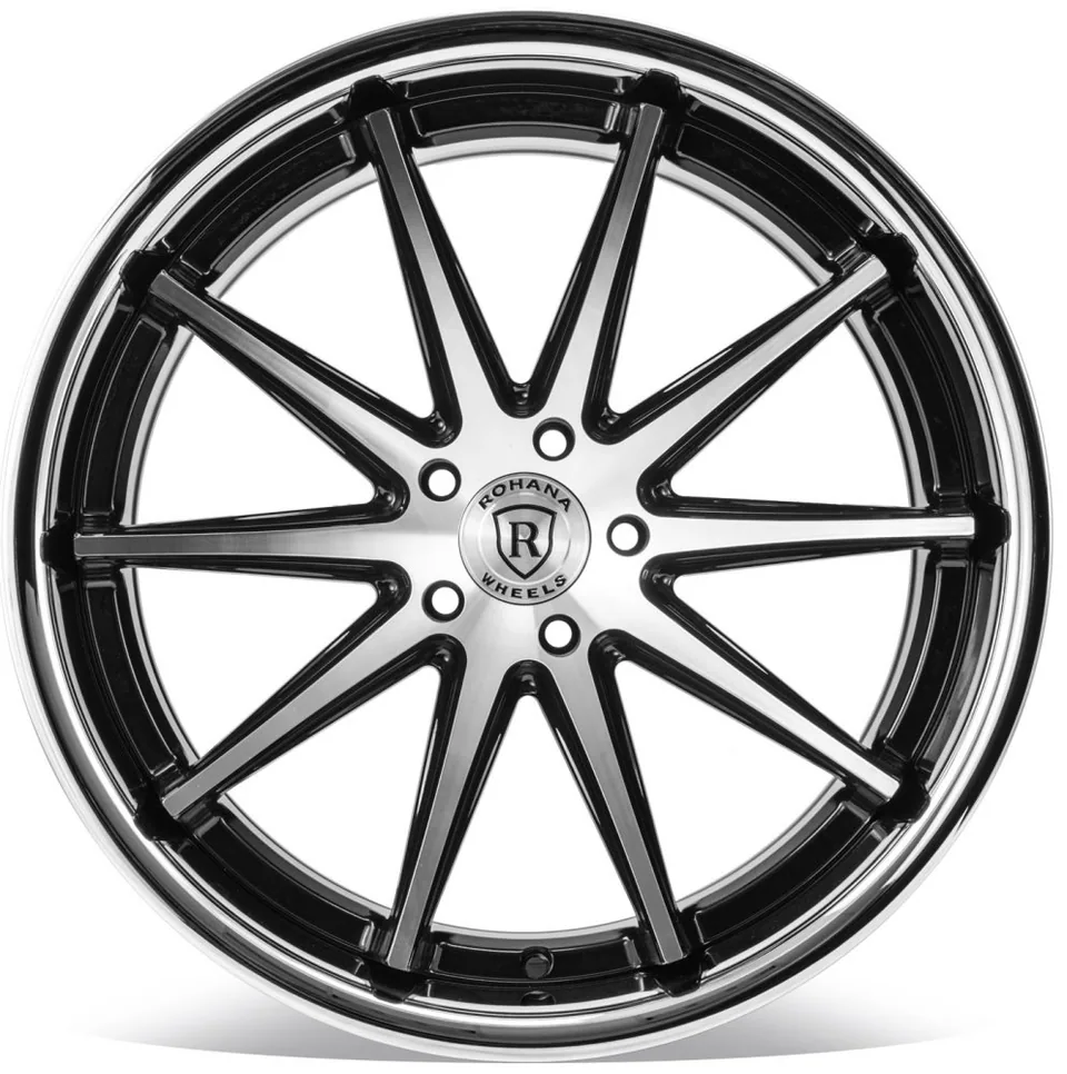 Rohana RFC10 Gloss Black Machined w/ Chrome Stainless Steel Lip 2 of 2