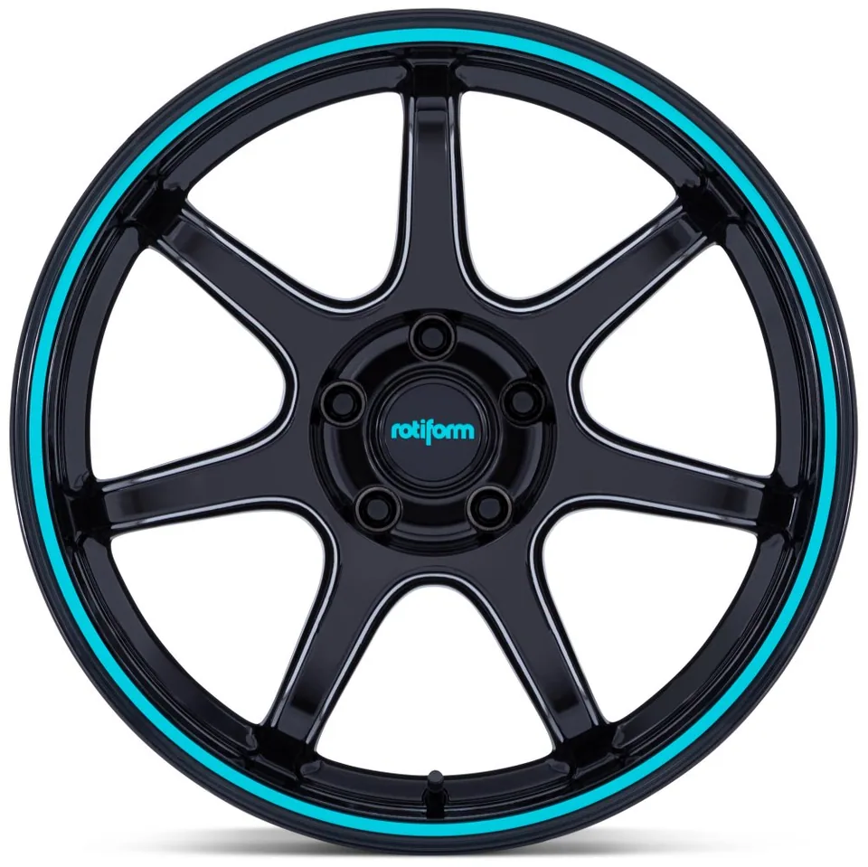 Rotiform LBPU Gloss Black w/ Teal Stripe RC208 2 of 5
