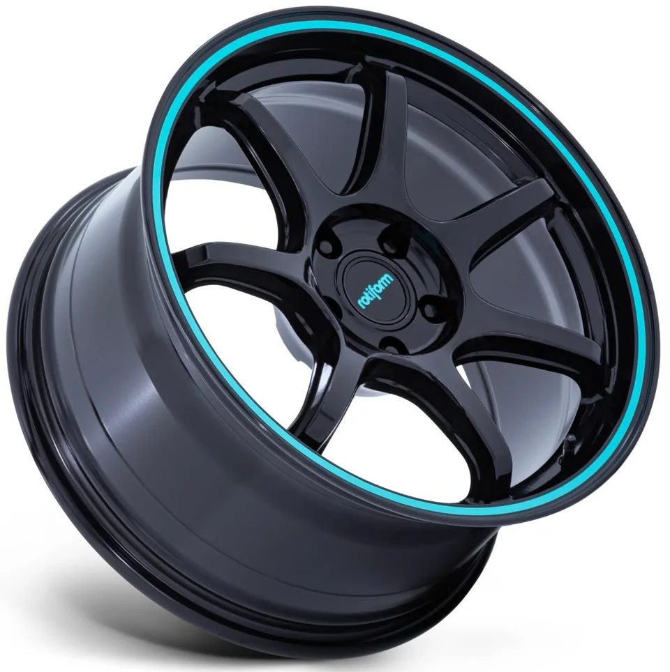 Rotiform LBPU Gloss Black w/ Teal Stripe RC208 3 of 5