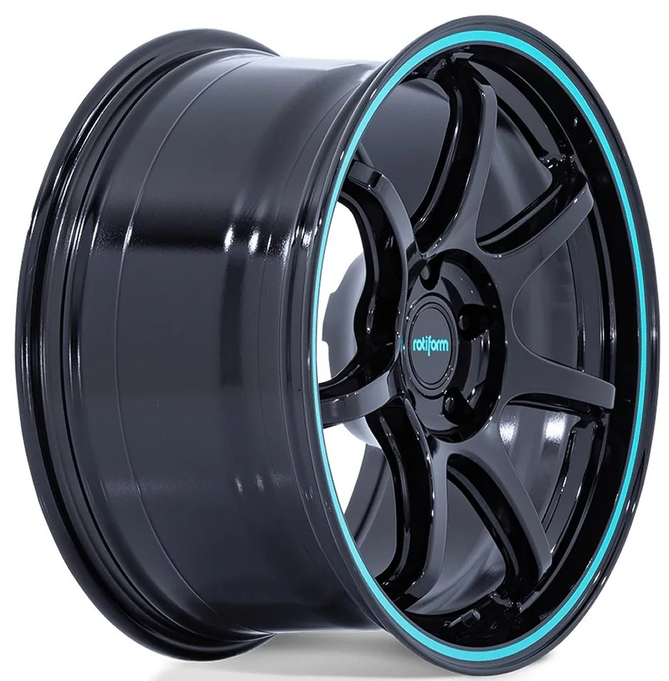 Rotiform LBPU Gloss Black w/ Teal Stripe RC208 4 of 5