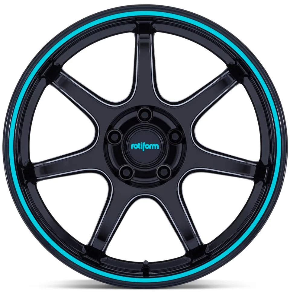 Rotiform LBPU Gloss Black w/ Teal Stripe RC208 5 of 5
